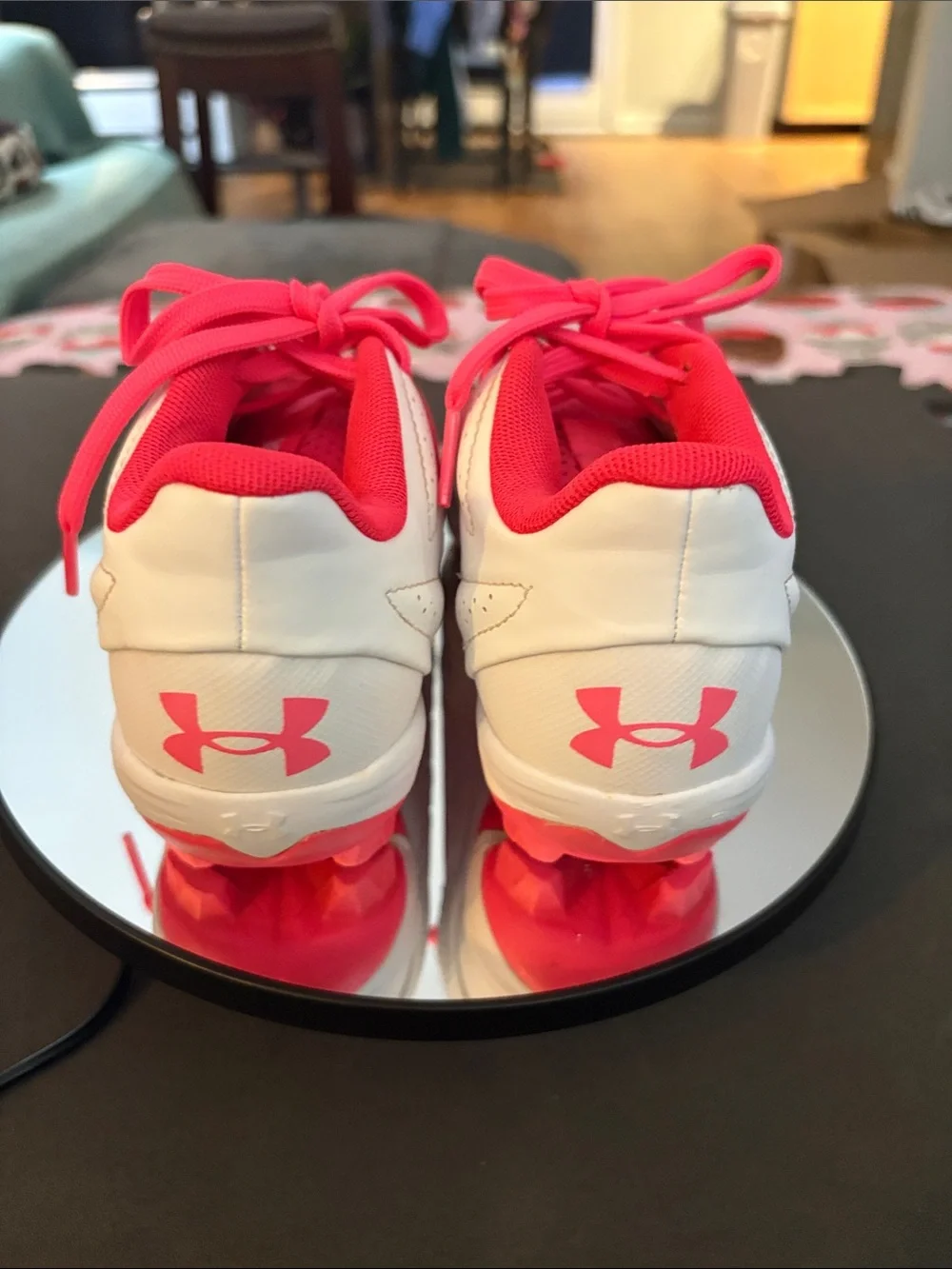 Under Armour Kids White and Hot Pink Athletic Sneakers